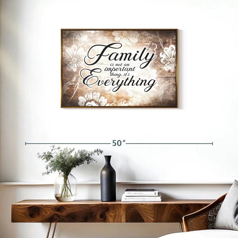 «Family Is Everything Love», citation, Cadre flottant doré, 31 po x 21 po