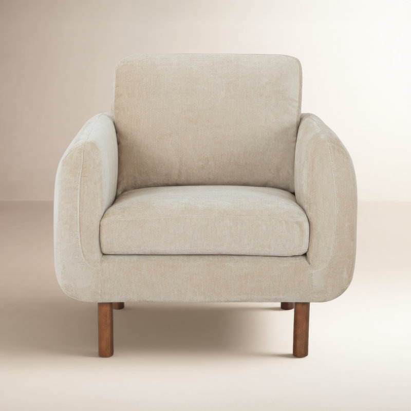 Leno Upholstered Armchair, Honeycomb Taupe Chenille