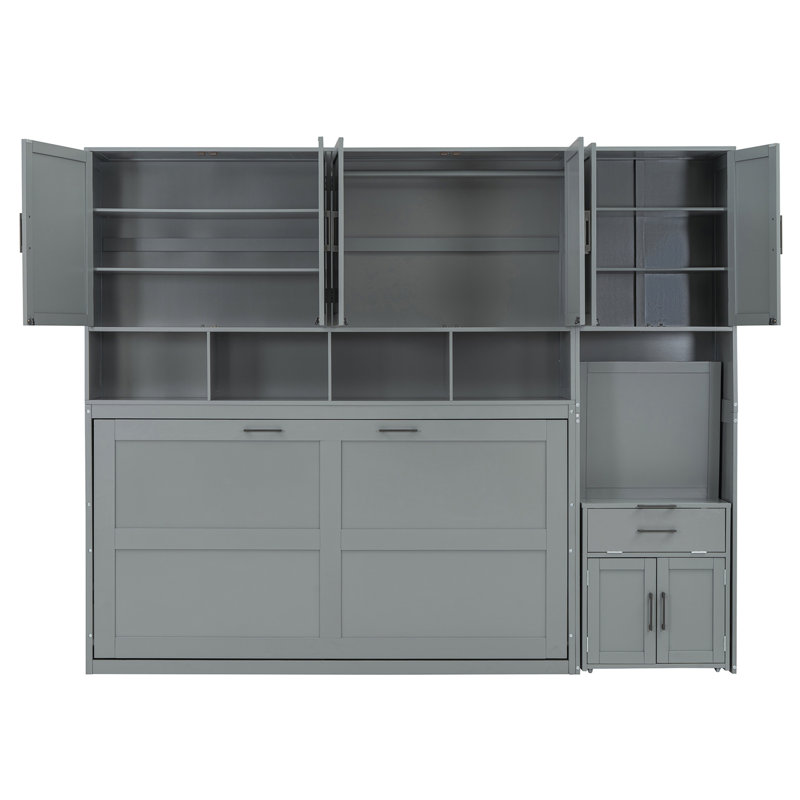 Lit escamotable mural avec placard, tiroirs et bureau Murphy