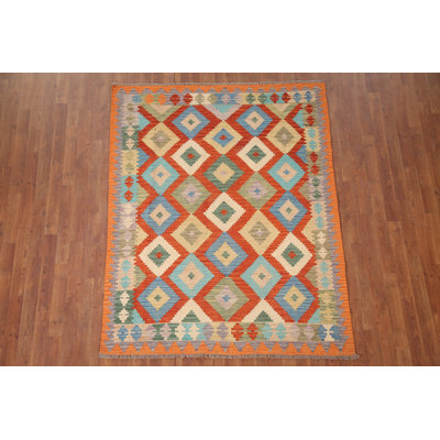 Tapis géométrique réversible en laine 5 x 6