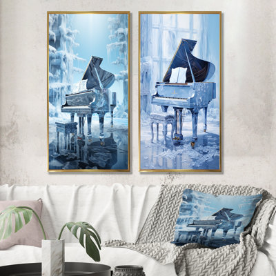 Winter Piano Frozen Forte - Ensemble de 2 reproductions d'art mural