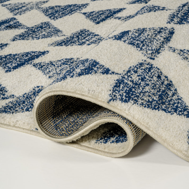 Tapis crème / bleu marine Maurisa, Rectangle 7 pi 9 po x 10 pi