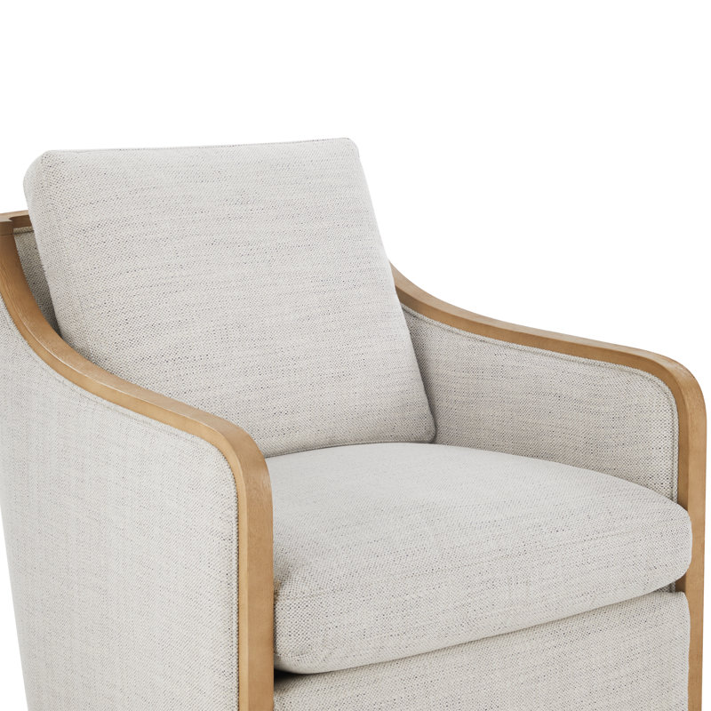 Fauteuil demi-tonneau pivotant surdimensionné Grayton, Tissage ivoire Prestige