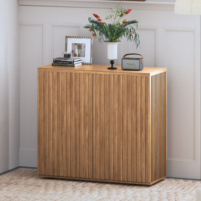 Buffet décoratif avec rangement, buffet cannelé avec tablettes réglables