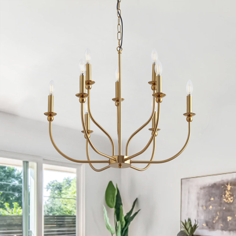 Luminaire suspendu style bougie 9 lumières Oniyah, Or