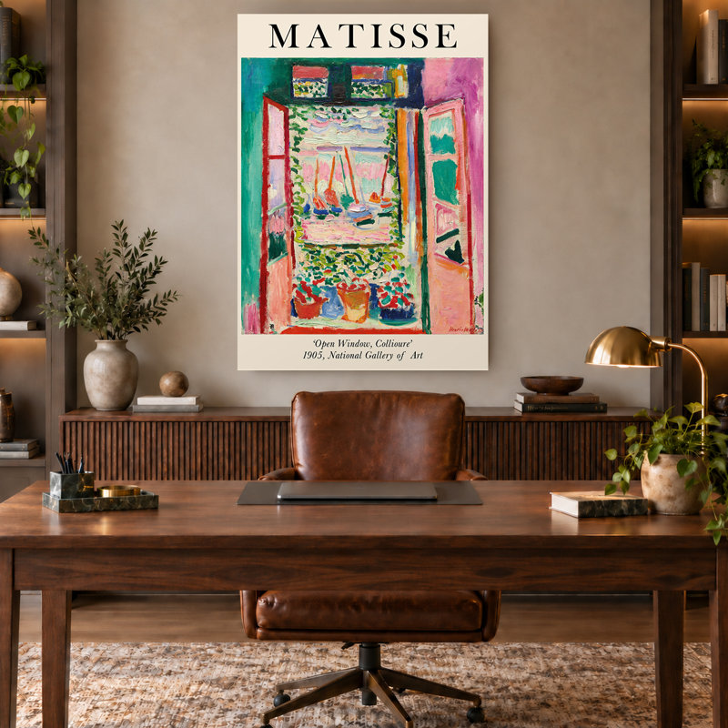 Tableau sur toile coloré Matisse Fenêtre ouverte Exposition côtière, H 30 po x l 20 po