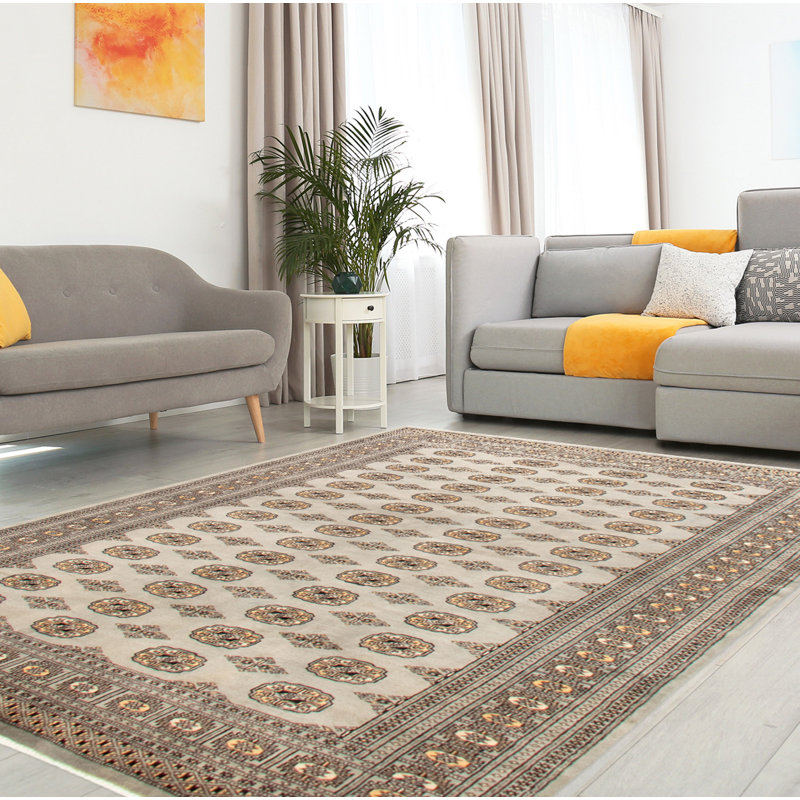 Tapis gris 5 pi 11 po x 8 pi 3 po Finha Peshawar Bokhara