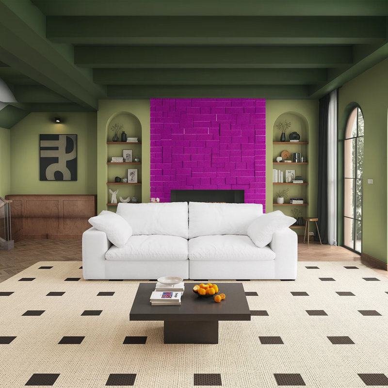 80" Down-Filled Modular Sectional Sofa for Living Room, 2, 34.6" H x 80" W x 40" D, White Fabric