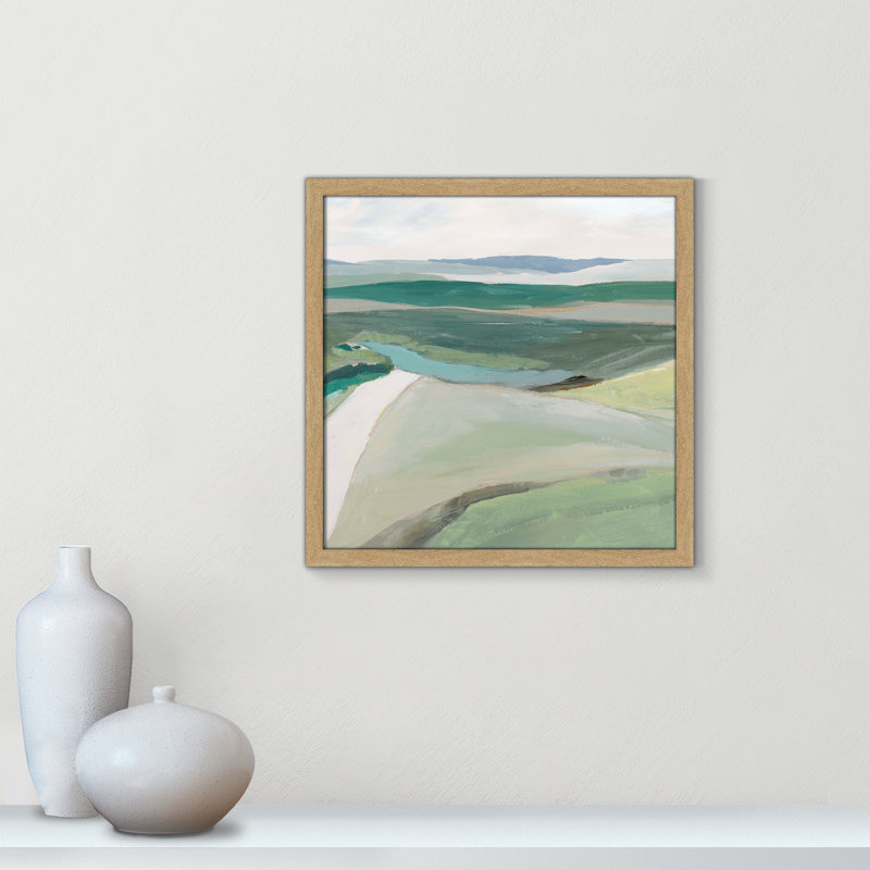 Fields Of Green II by Ian C, 17" H x 17" W x 1.25" D, Natural Framed