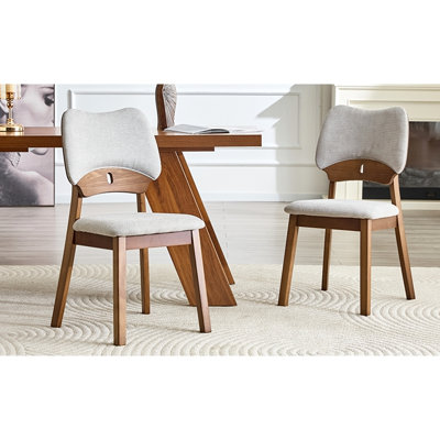 solid wood dining chairs, with white PU soft