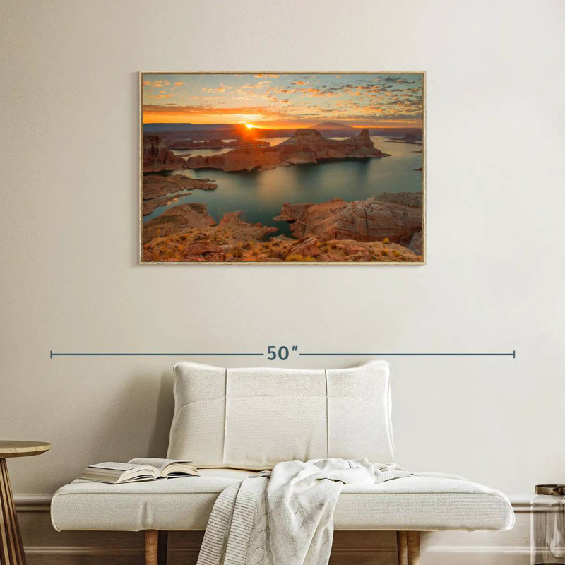 Gunsight Sunrise, Cadre flottant en bois naturel, 37 po x 25 po