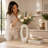 Needley 15" Striped Textured Polyresin Decorative Table Vase, Matte White