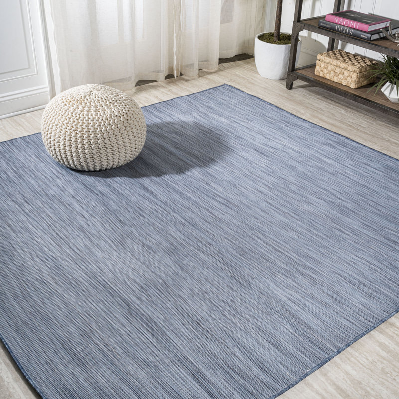 Tapis intérieur / extérieur bleu Amidon, Carré 6 pi 7 po