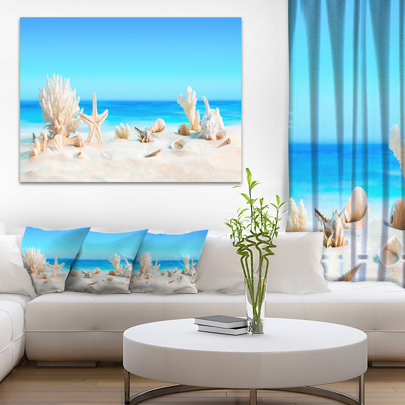 Risa Seashells on Tropical Beach' Graphic Art, Wrapped Canvas, 30" H x 40" W x 1.5" D