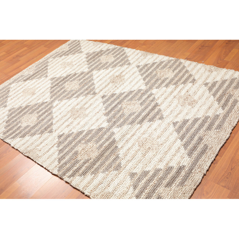 Tapis beige en laine touffeté fait main Deloatch