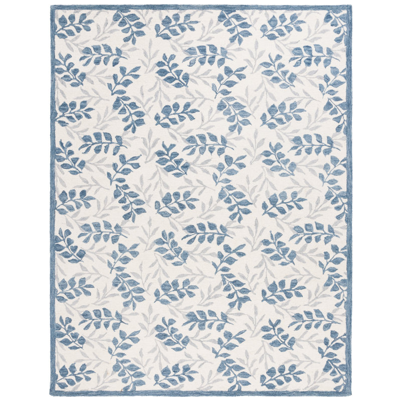Martha Stewart 300 Hand Tufted Wool/Cotton Floral Rug in Ivory/Grey/Ivory/Gray, Rectangle 4' x 6'