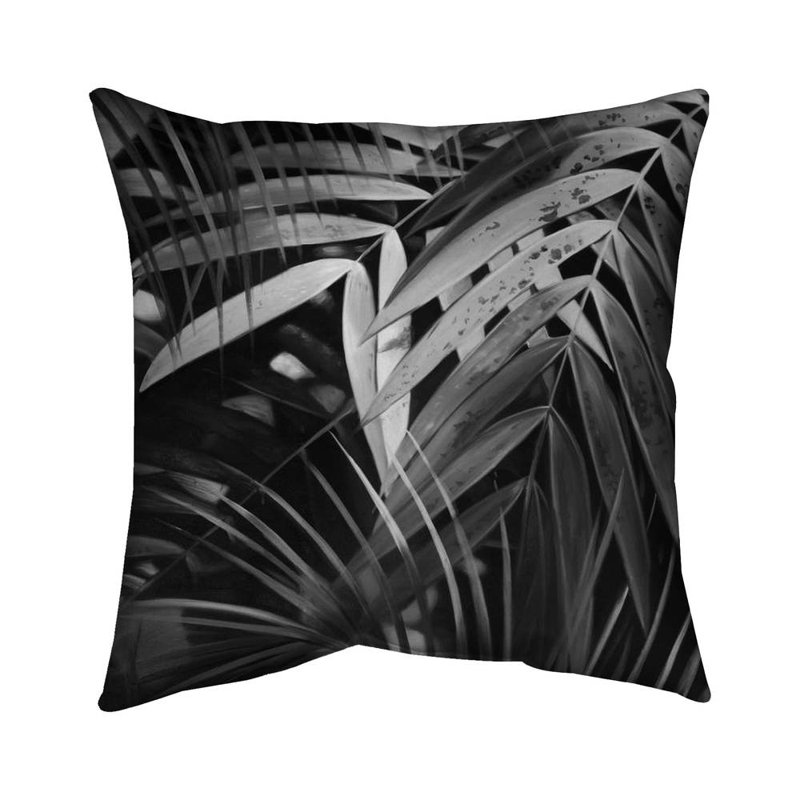 Monochrome tropicals leaves - 26"x26" Throw pillow - Poly twill - Print on demand, 26" x 26", Polyester/Polyfill