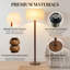 Lampe sur pied sculpturale de 157 cm en bois massif avec tige en perles de bois empilées, abat-jour tambour en lin de 46 cm, finition noyer et interrupteur au pied-1740705698
