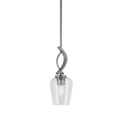 Mini-luminaire suspendu Unia suspendu en finition graphite avec verre transparent de 5 po