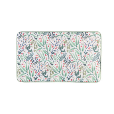 Floral Water Resistant Anti-Fatigue Non-Skid Kitchen Mat