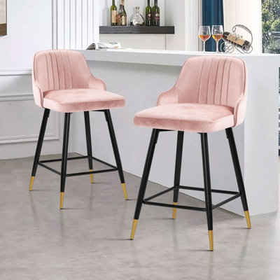 Swivel Velvet Upholstered Counter & Bar Stool