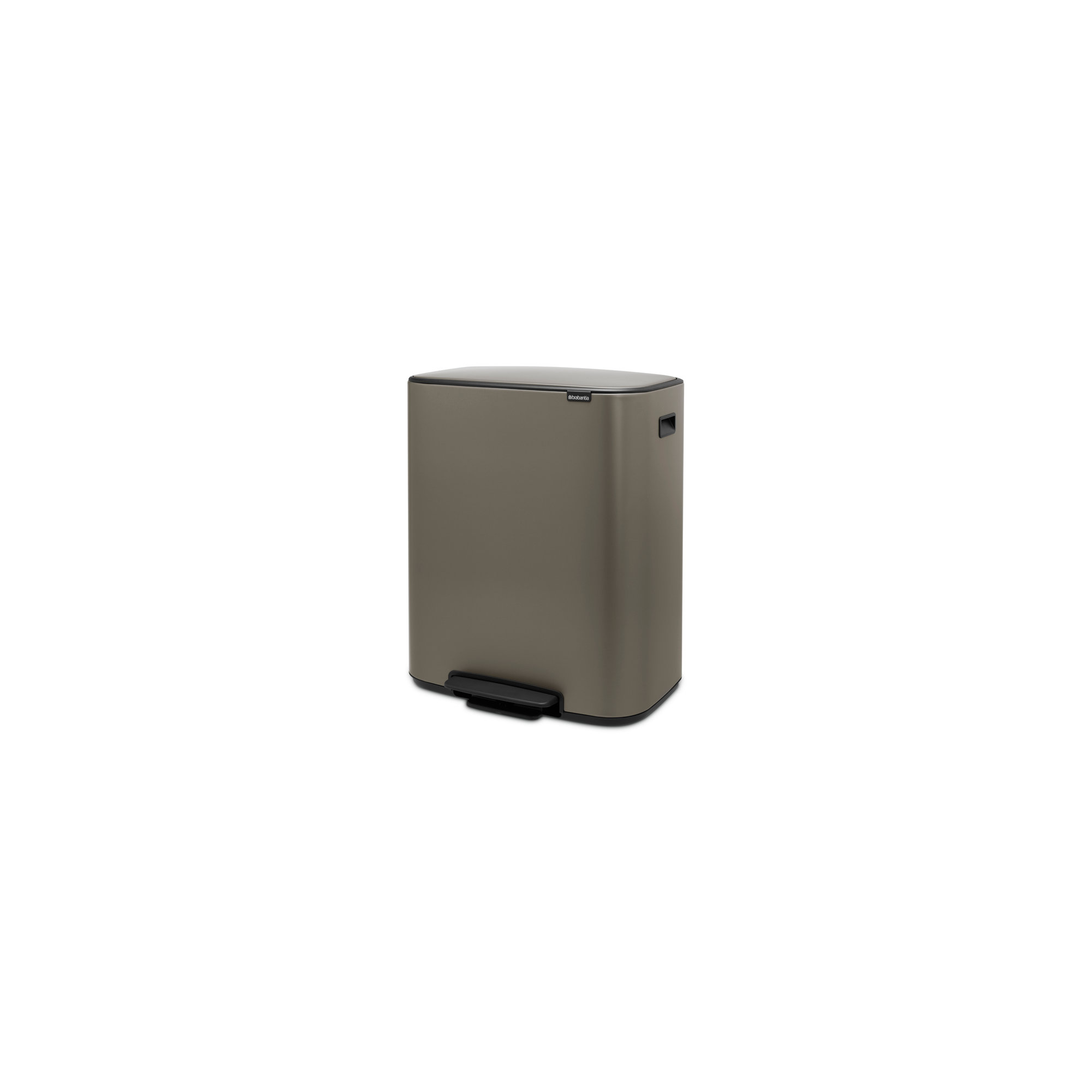 Brabantia Bo Step On Dual Compartment Recycling Trash Can, 2 x 8 Gallon (16 Gallon Capacity), Platinum