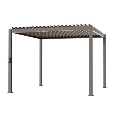 Pergola solaire à persiennes à DEL, Pergola extérieure en métal avec lumières à DEL, Pergola de patio avec toit réglable pour patio, terrasse, jardin, cour