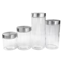 4 Piece Clear Glass Apothecary Jar Set