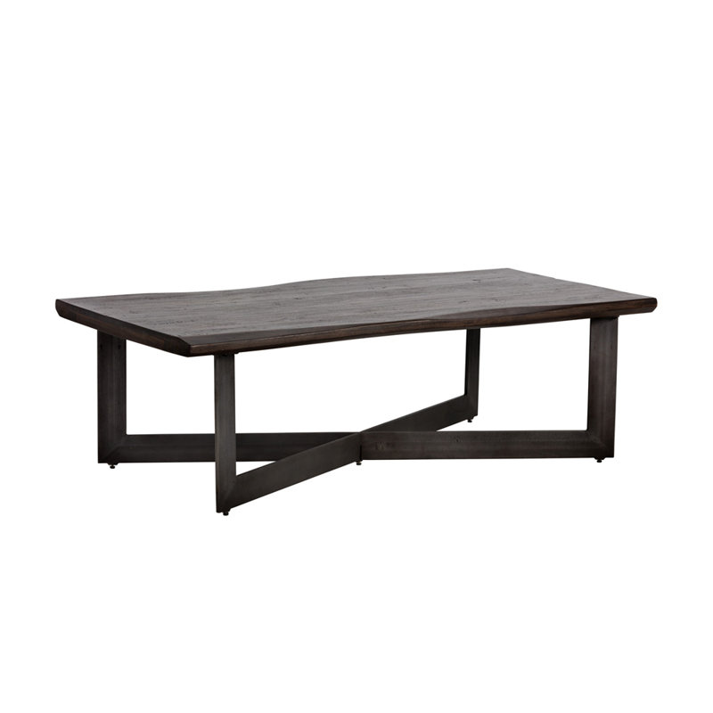 Metivier 56'' Brown Walnut & Bronze Steel Outdoor Coffee Table