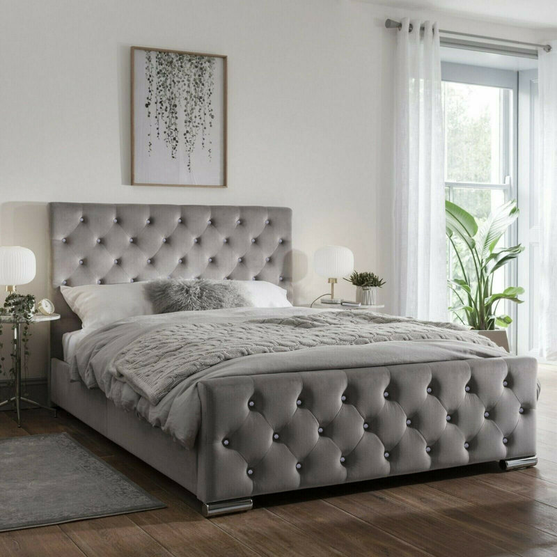 Cloninger Upholstered Bed, Double (4'6), Grey