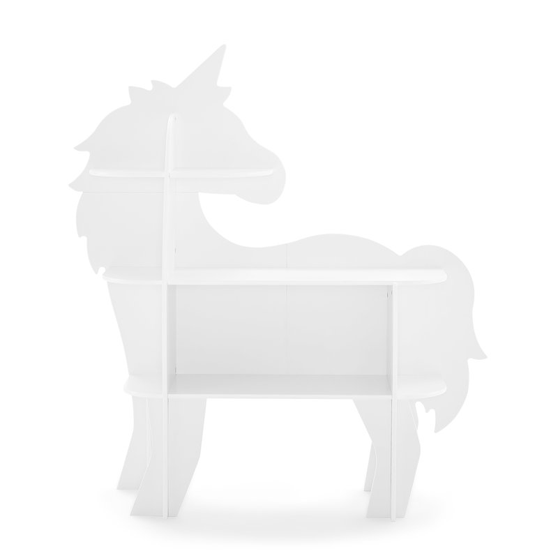 White Unicorn Shaped Kids Bookcase with Multiple Shelves