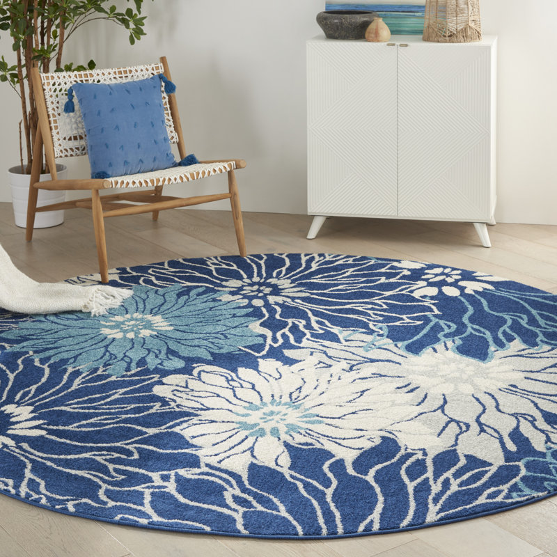 Floral Indoor Rug, Round 8'