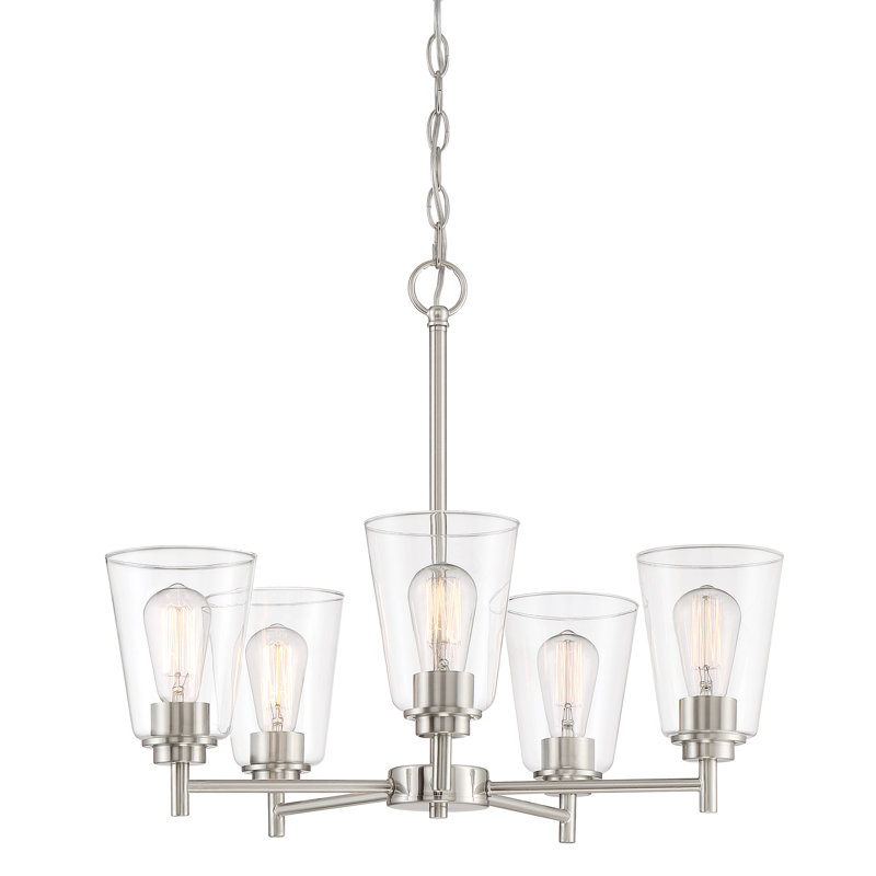 5 - Light Dimmable Classic / Traditional Chandelier, Satin Platinum