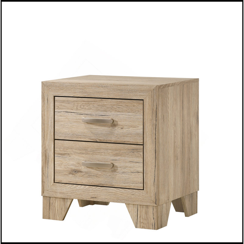 Table de chevet contemporaine à 2 tiroirs en bois naturel