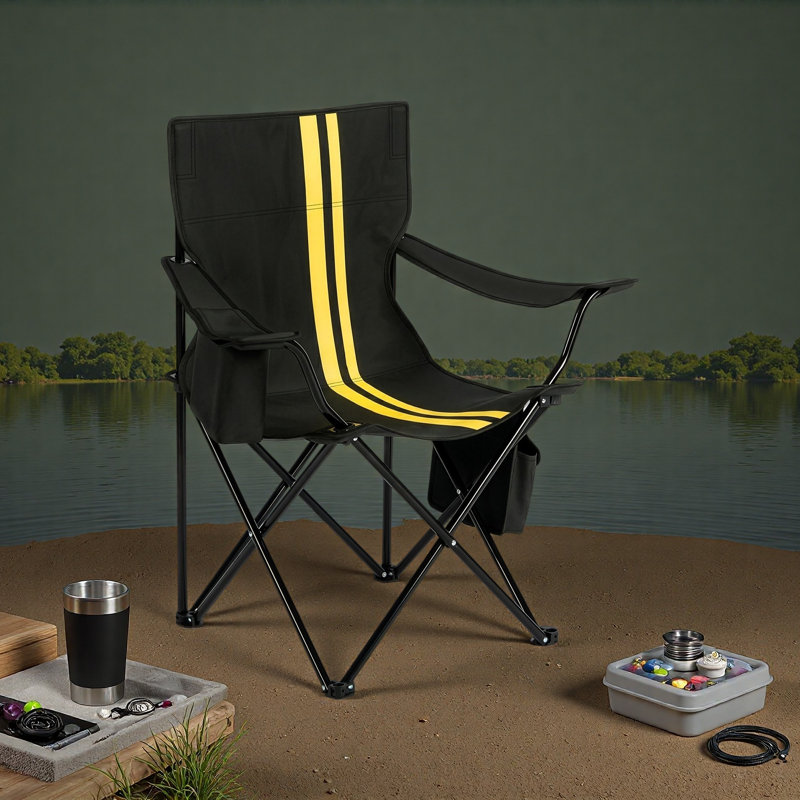 Chaise avec design pliable 33 pouces, Black