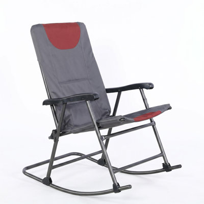 Chaise berçante de camping pliante surdimensionnée avec accoudoirs rigides et sac de transport