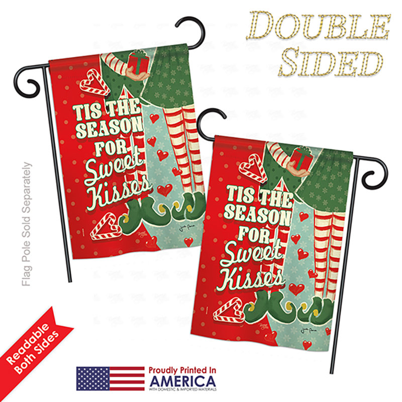 Saisons douces de noël américain vertical à 2 côtés 19 po x 13 po drapeau de jardin, Vert clair / rouge, Polyester