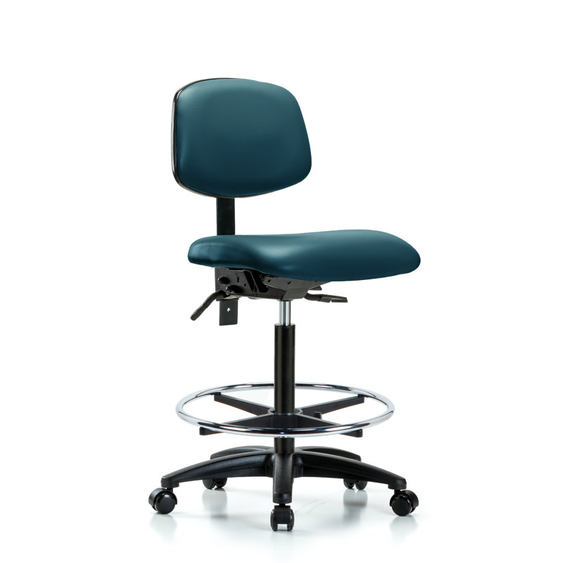 Lakel Vinyl Task Chair, No, Casters, Marine Blue
