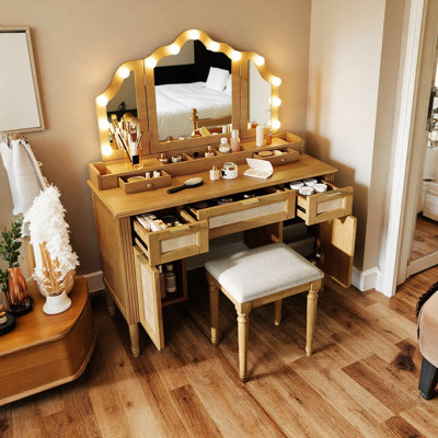 Bureau de maquillage avec 13 ampoules Hollywood et 3 modes d'éclairage
