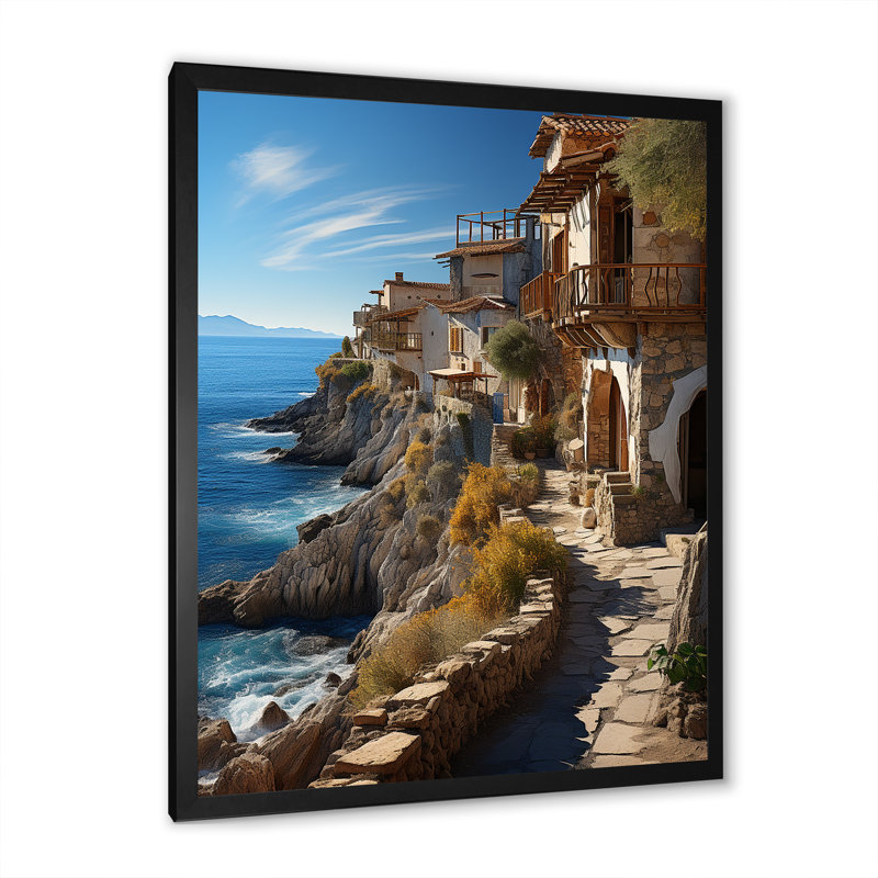 " Dramatic Cliffs In Spain II ", Black Picture Framed, 20" H x 12" W x 1" D