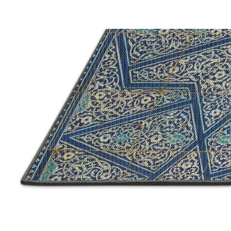 Tapis bleu/gris à tisser électrique, Rectangle 8 pi x 10 pi