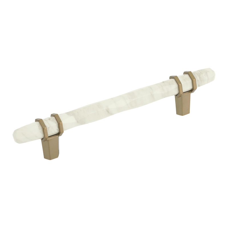 Poignée barre Carrione, Blanc marbre / champagne doré, 6 5/16"