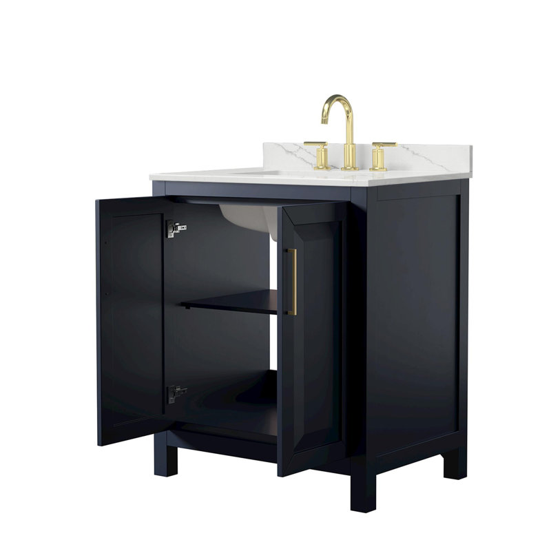 Daria 30'' W Vanity, Brushed Gold, Blue, White Quartz