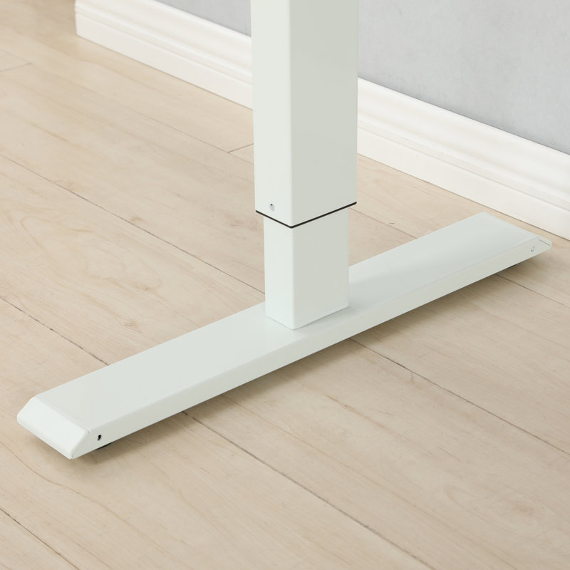 Bureau debout à hauteur réglable électrique Fanchon, H 45 po x l 55 po x P 24 po, Chêne / Blanc