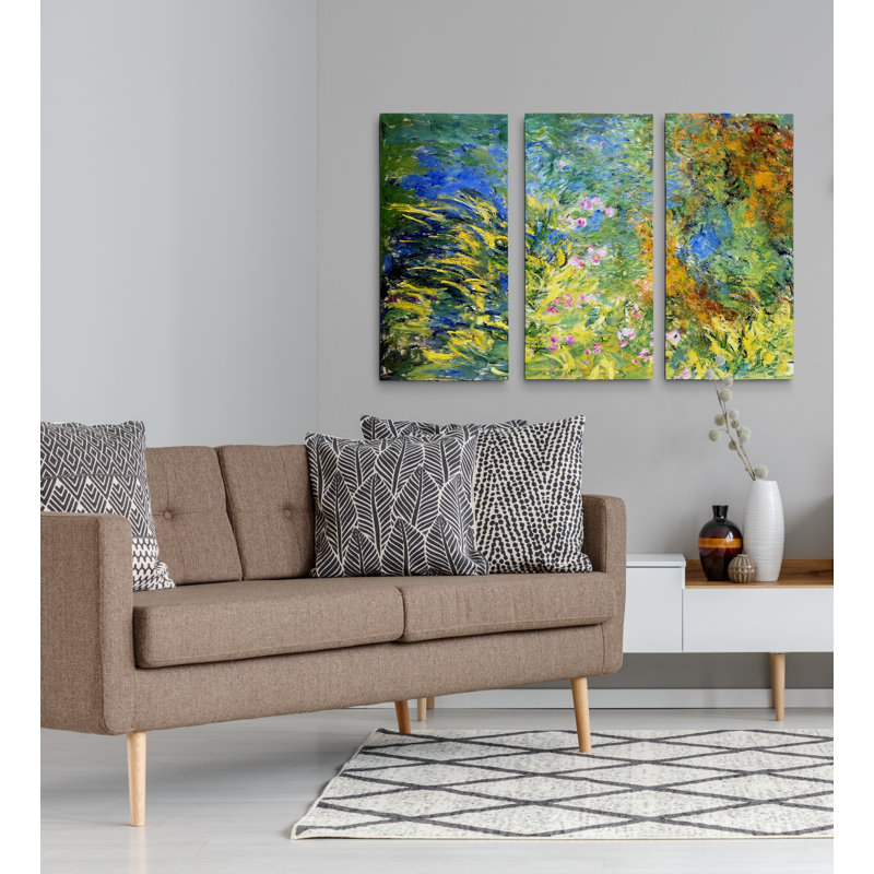 « irises » par le étang» par claude monet, reproduction d’image multi-pièces sur toile, H 24 po x l 36 po x P 1,5 po