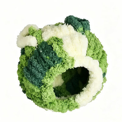 Green Forest Fluffy Round Bird Cave Nest, Warm Plush Hiding Hut, Cozy Bird Sleeping House for Parakeets, Finches, Small Pet Birds