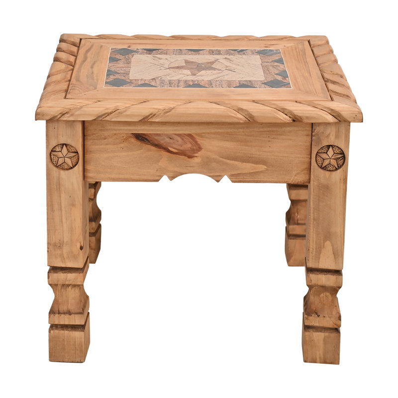 Rustic Stone & Star End Table with Rope Detail