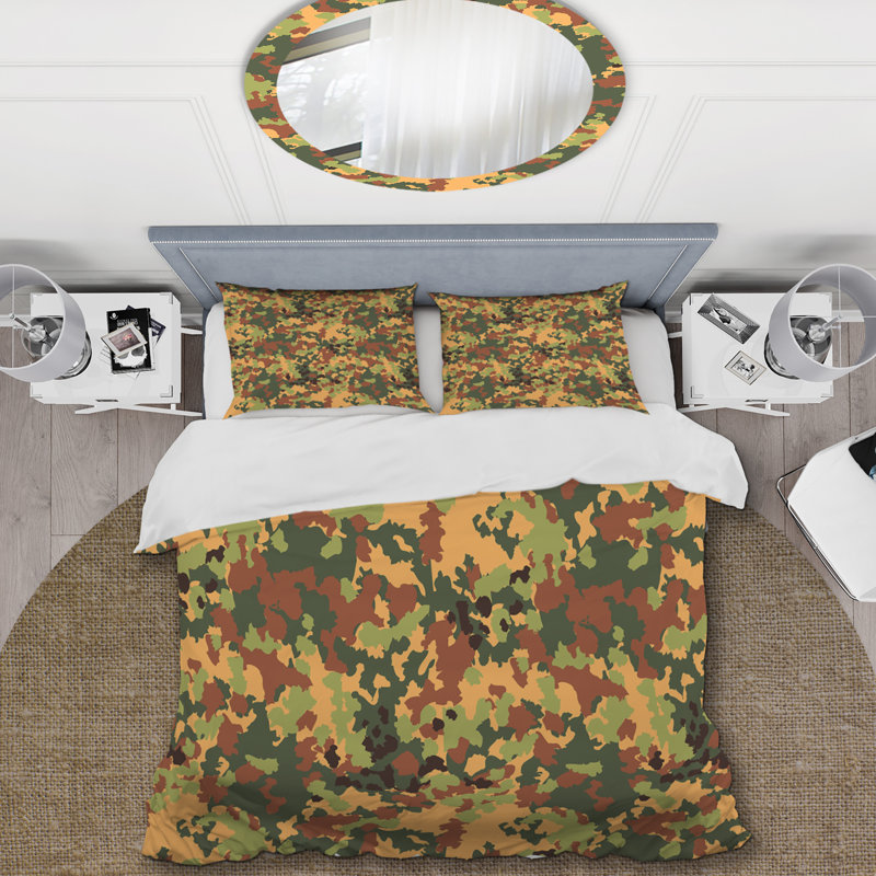 Ensemble de housse de couette en microfibre orange / brun / vert 3 pièces