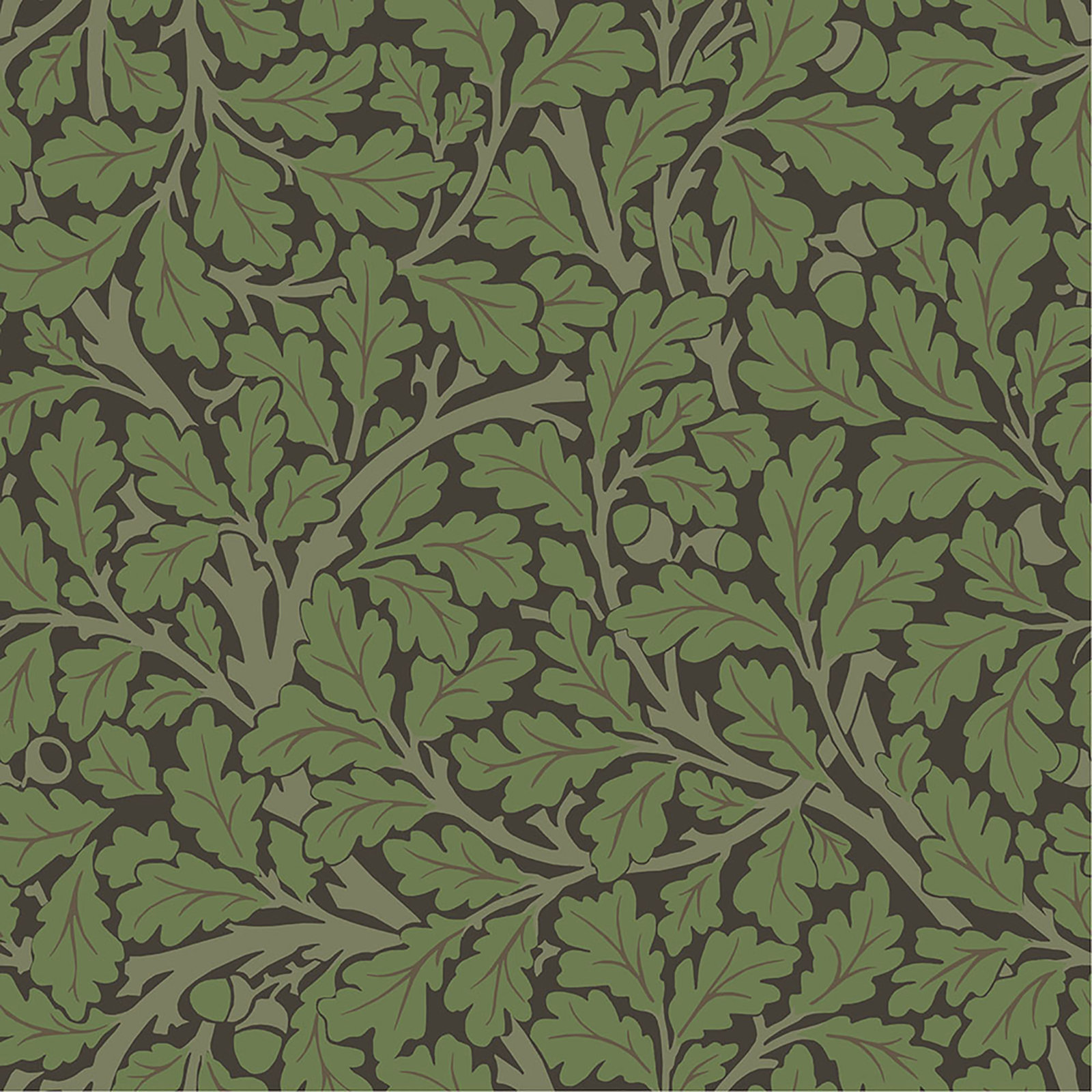 Oak Tree Modern Floral Wallpaper, Black