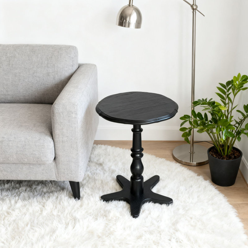 Table d'appoint en bois d'inspiration rétro avec base en forme d'étoile, Noir